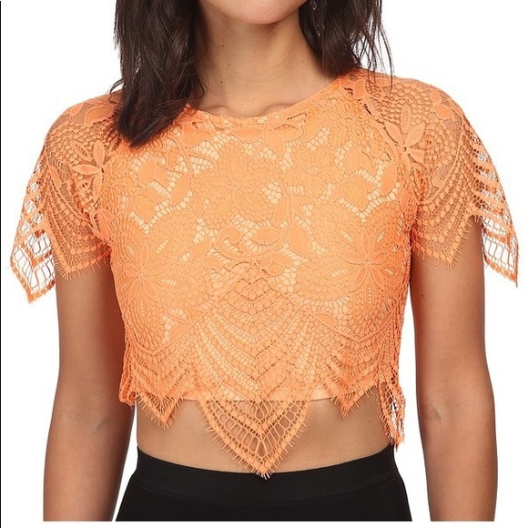 For Love And Lemons Tops - For Love & Lemons Luma Crop Top - Tropical Orange